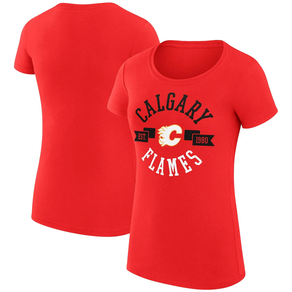 Women's G-III 4Her by Carl Banks Red Calgary Flames Super-Slim Fit Lightweight City Graphic Sport Crewneck T-Shirt