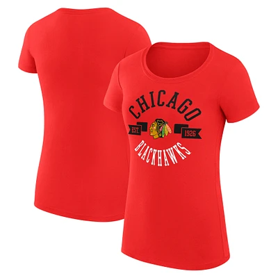 Women's G-III 4Her by Carl Banks Chicago Blackhawks Super-Slim Fit Lightweight City Graphic Sport Crewneck T-Shirt