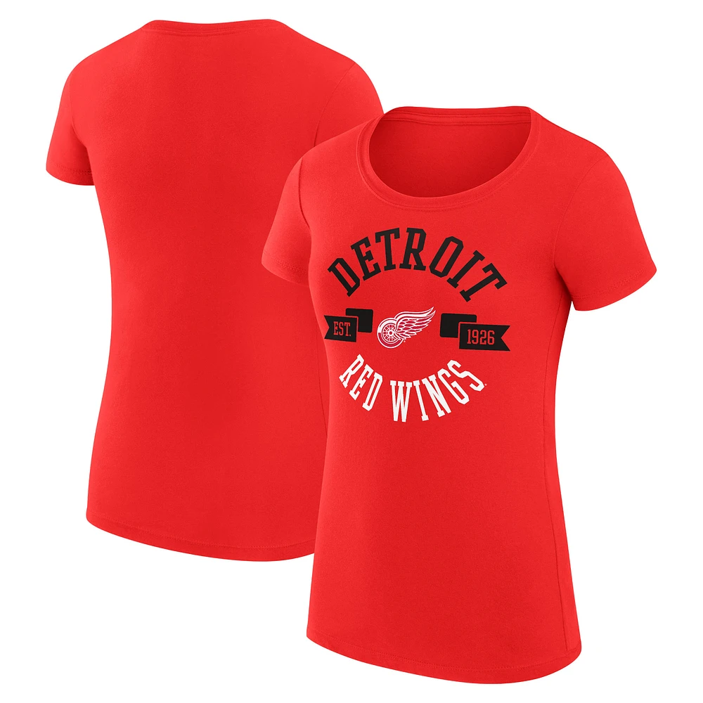 Women's G-III 4Her by Carl Banks Red Detroit Wings Super-Slim Fit Lightweight City Graphic Sport Crewneck T-Shirt