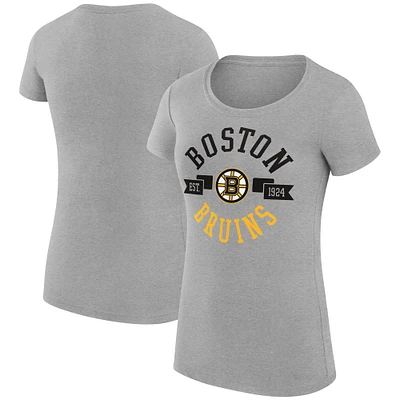 Women's G-III 4Her by Carl Banks Heather Gray Boston Bruins Super-Slim Fit Lightweight City Graphic Sport Crewneck T-Shirt