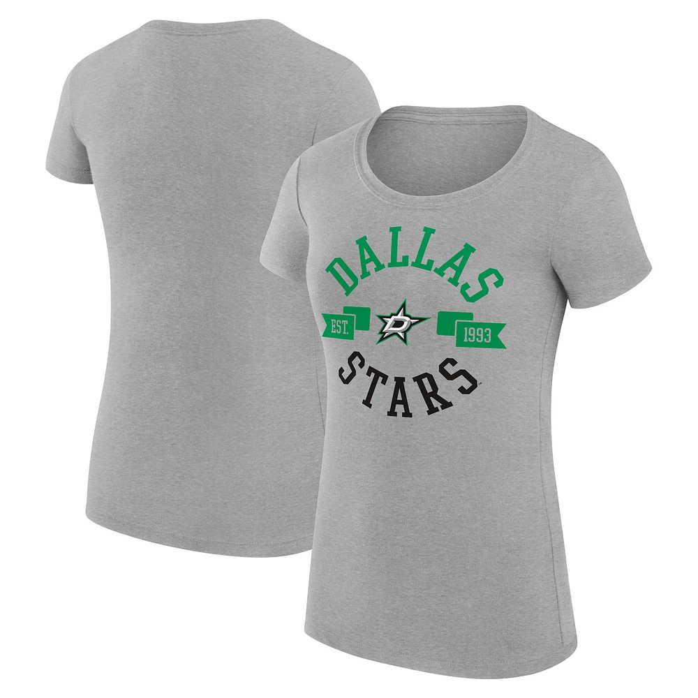 Women's G-III 4Her by Carl Banks Heather Gray Dallas Stars Super-Slim Fit Lightweight City Graphic Sport Crewneck T-Shirt