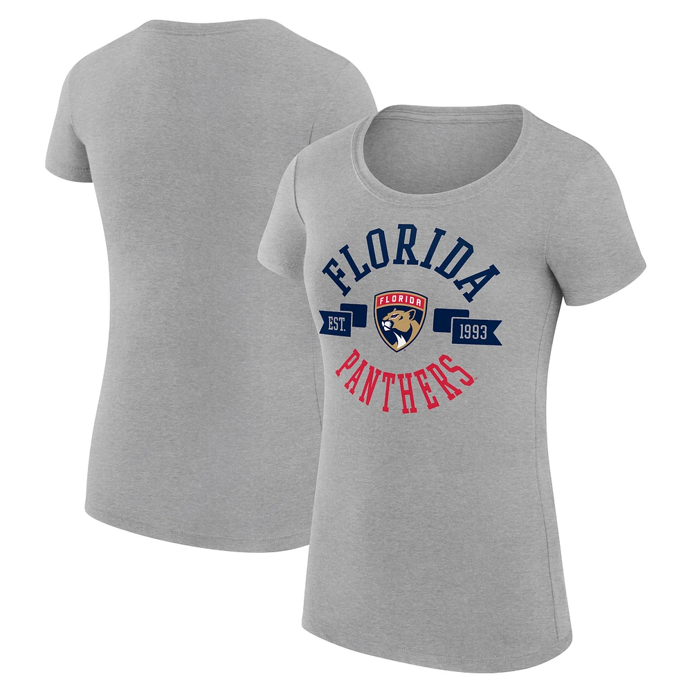 Women's G-III 4Her by Carl Banks Heather Gray Florida Panthers Super-Slim Fit Lightweight City Graphic Sport Crewneck T-Shirt