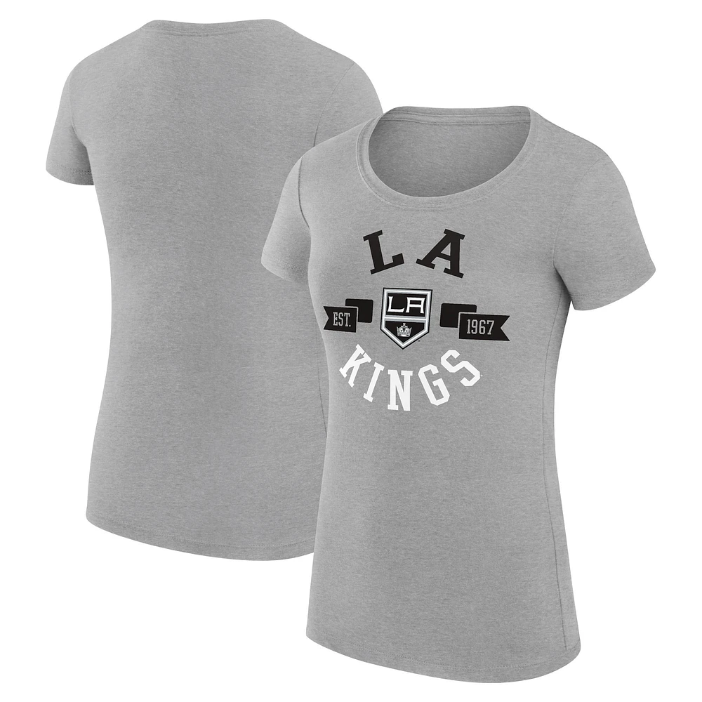Women's G-III 4Her by Carl Banks Heather Gray Los Angeles Kings Super-Slim Fit Lightweight City Graphic Sport Crewneck T-Shirt
