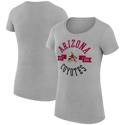 Women's G-III 4Her by Carl Banks Heather Gray Arizona Coyotes Super-Slim Fit Lightweight City Graphic Sport Crewneck T-Shirt