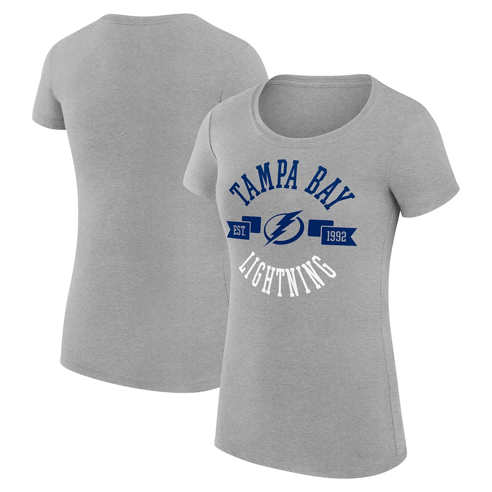 Women's G-III 4Her by Carl Banks Heather Gray Tampa Bay Lightning Super-Slim Fit Lightweight City Graphic Sport Crewneck T-Shirt