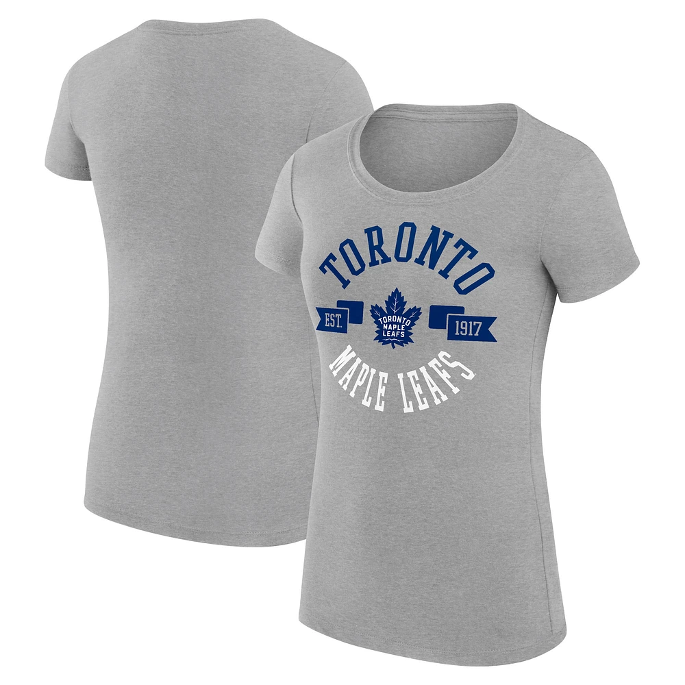 Women's G-III 4Her by Carl Banks Heather Gray Toronto Maple Leafs Super-Slim Fit Lightweight City Graphic Sport Crewneck T-Shirt