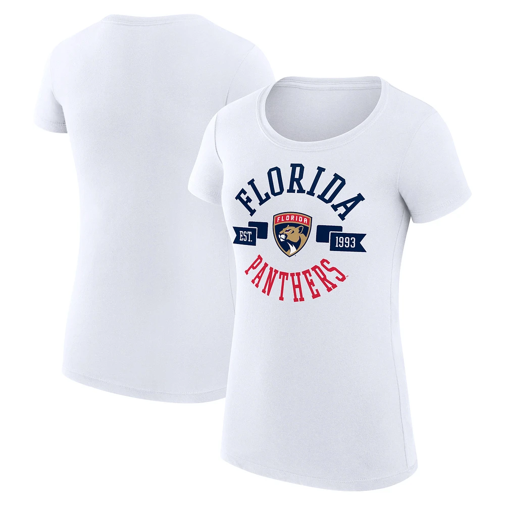 Women's G-III 4Her by Carl Banks White Florida Panthers Super-Slim Fit Lightweight City Graphic Sport Crewneck T-Shirt