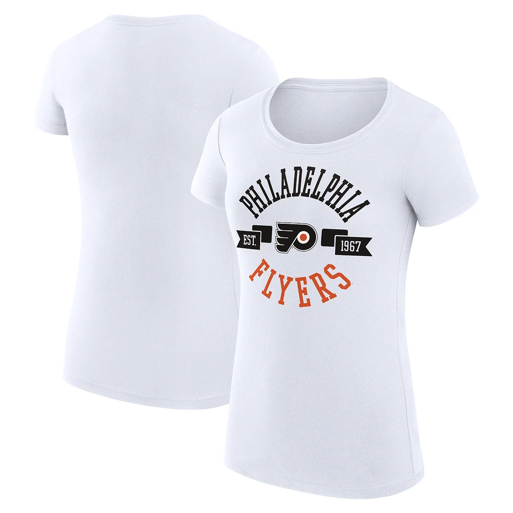 Women's G-III 4Her by Carl Banks White Philadelphia Flyers Super-Slim Fit Lightweight City Graphic Sport Crewneck T-Shirt
