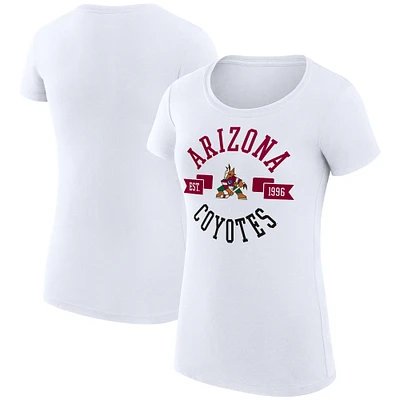 Women's G-III 4Her by Carl Banks White Arizona Coyotes Super-Slim Fit Lightweight City Graphic Sport Crewneck T-Shirt