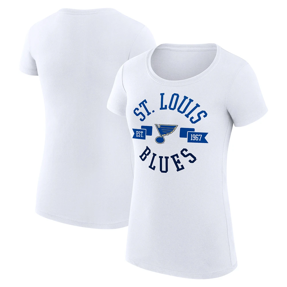 Women's G-III 4Her by Carl Banks White St. Louis Blues Super-Slim Fit Lightweight City Graphic Sport Crewneck T-Shirt