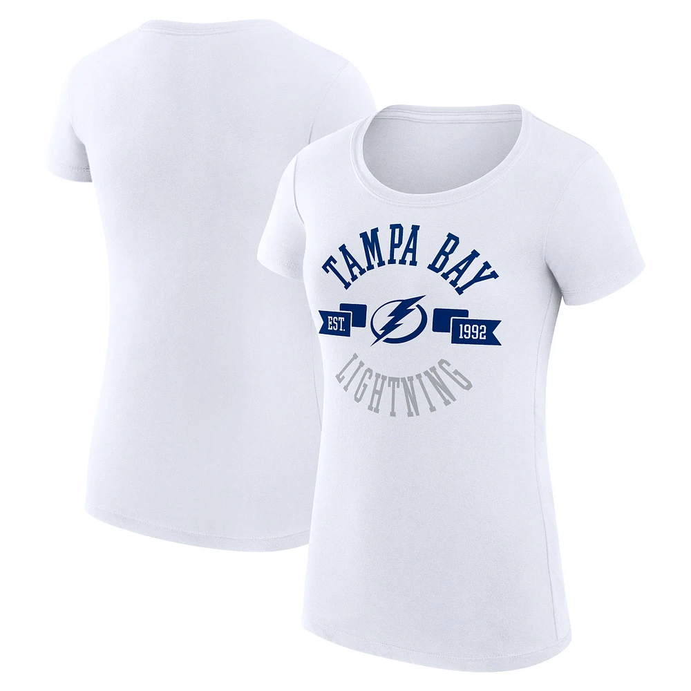 Women's G-III 4Her by Carl Banks White Tampa Bay Lightning Super-Slim Fit Lightweight City Graphic Sport Crewneck T-Shirt