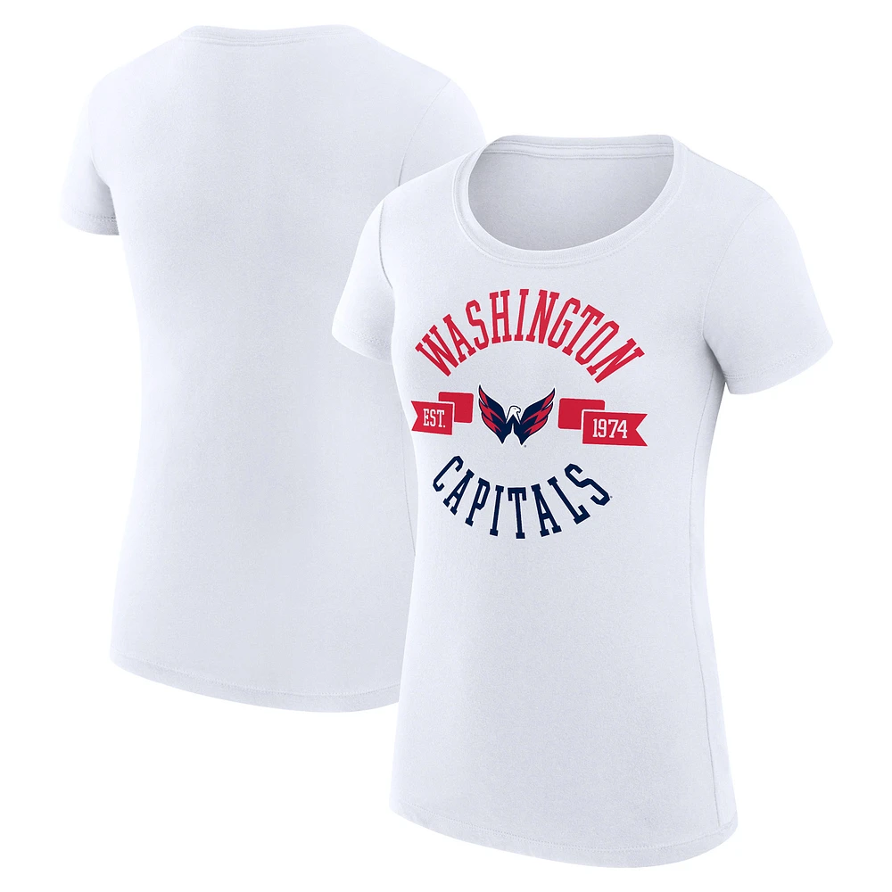Women's G-III 4Her by Carl Banks White Washington Capitals Super-Slim Fit Lightweight City Graphic Sport Crewneck T-Shirt
