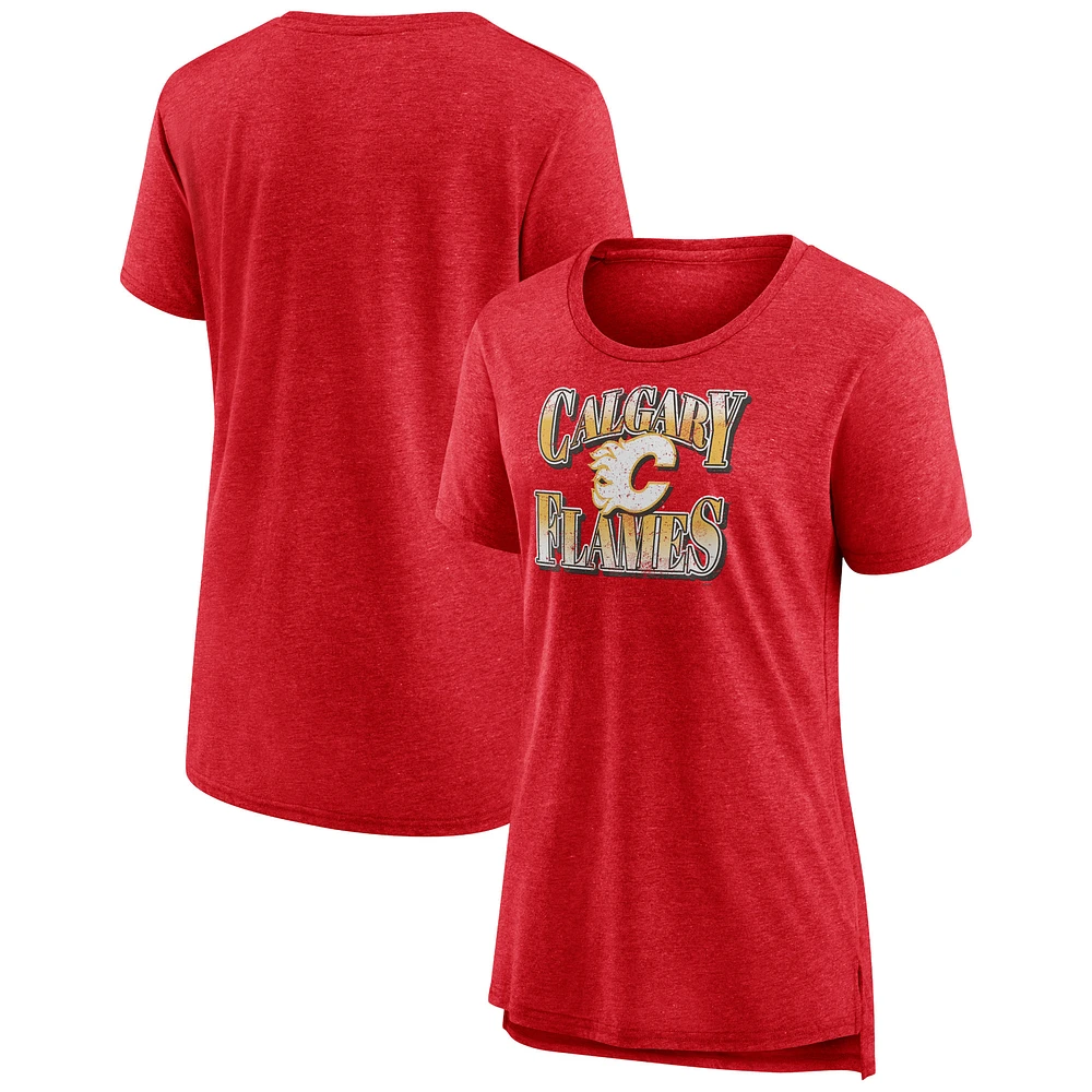 Women's Red Calgary Flames Crash the Net Tri-Blend T-Shirt
