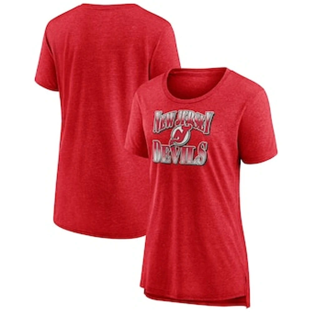 Women's Red New Jersey Devils Crash the Net Tri-Blend T-Shirt