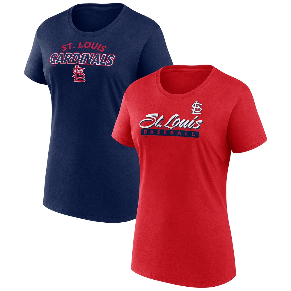 Women's Fanatics Red/Navy St. Louis Cardinals Risk T-Shirt Combo Pack