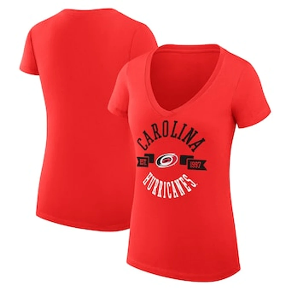Women's G-III 4Her by Carl Banks Carolina Hurricanes Super-Slim Fit Lightweight City Graphic V-Neck T-Shirt