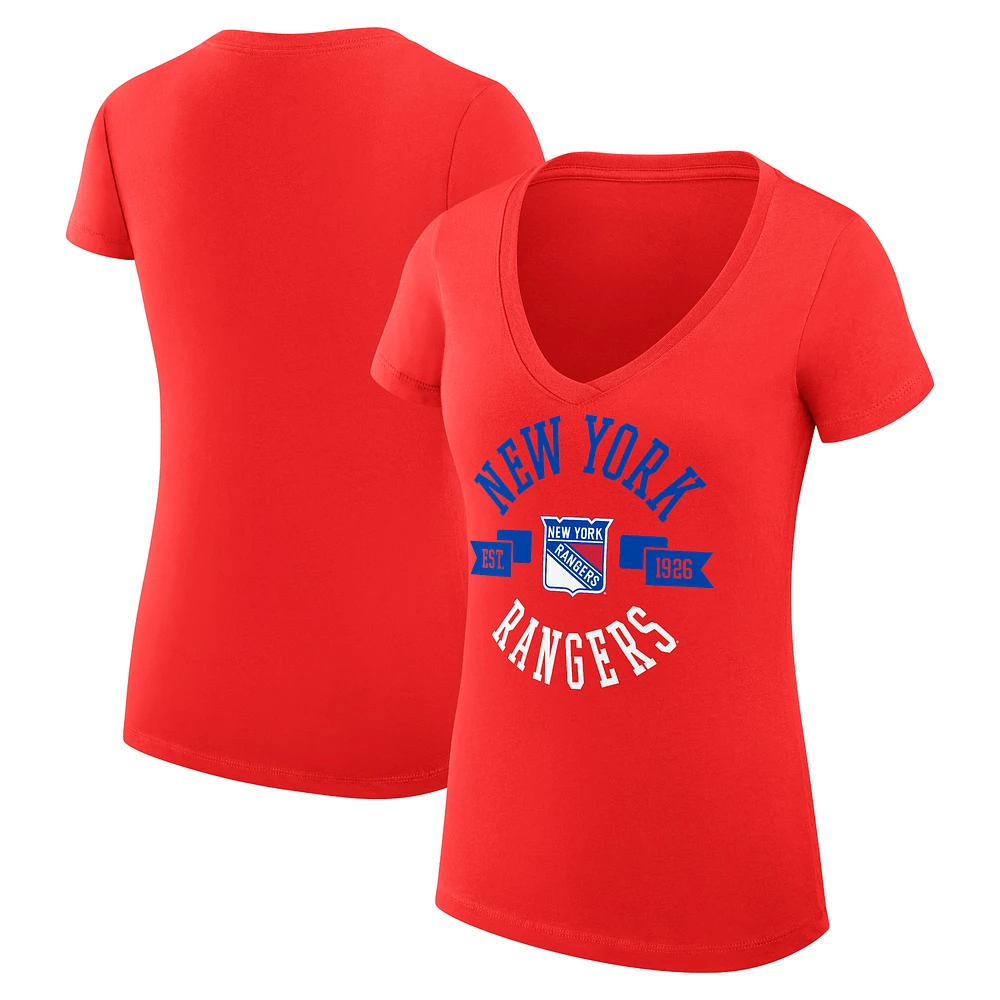 Women's G-III 4Her by Carl Banks New York Rangers Super-Slim Fit Lightweight City Graphic V-Neck T-Shirt