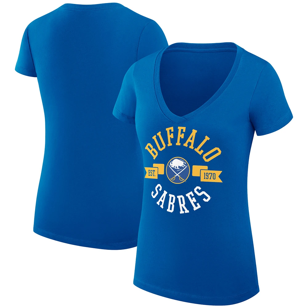 Women's G-III 4Her by Carl Banks Royal Buffalo Sabres Super-Slim Fit Lightweight City Graphic V-Neck T-Shirt