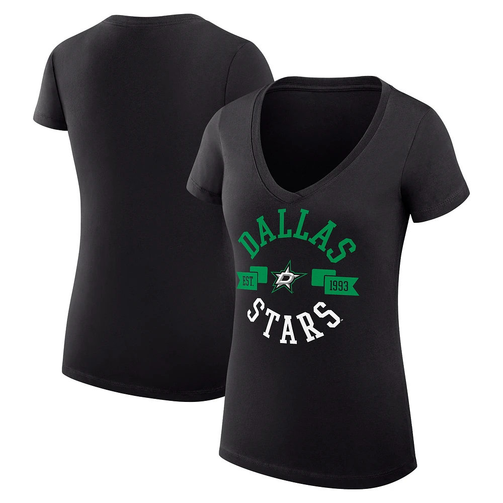 Women's G-III 4Her by Carl Banks Dallas Stars Super-Slim Fit Lightweight City Graphic V-Neck T-Shirt