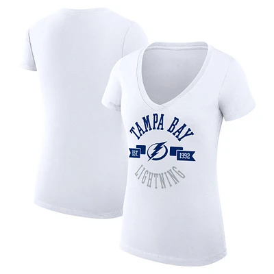 Women's G-III 4Her by Carl Banks White Tampa Bay Lightning Super-Slim Fit Lightweight City Graphic V-Neck T-Shirt