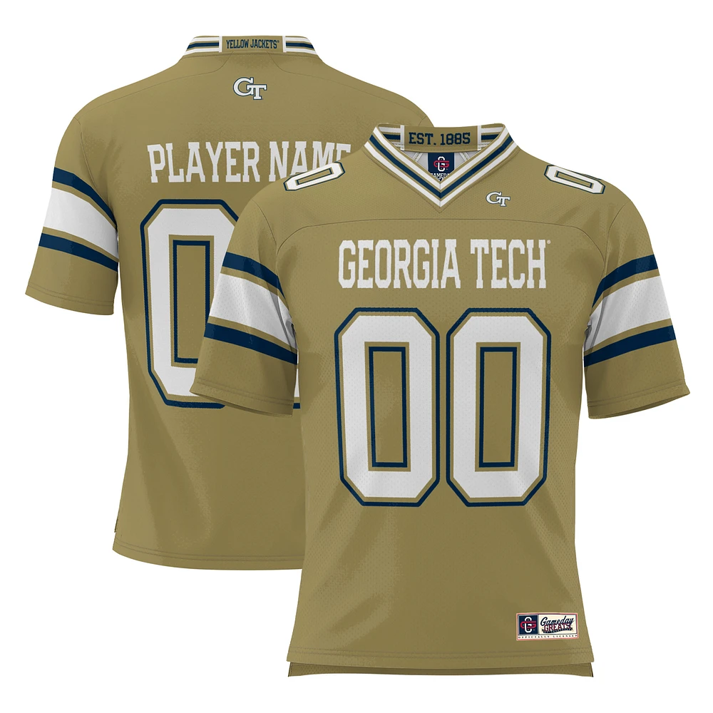 Men's GameDay Greats Gold Georgia Tech Yellow Jackets NIL Pick-A-Player Football Jersey