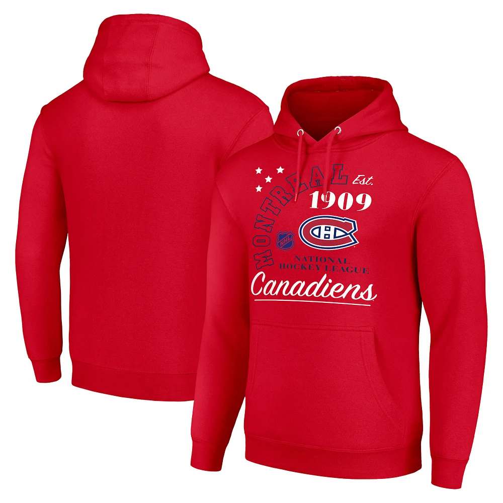 Men's Starter Red Montreal Canadiens Arch City Team Graphic Fleece Pullover Hoodie