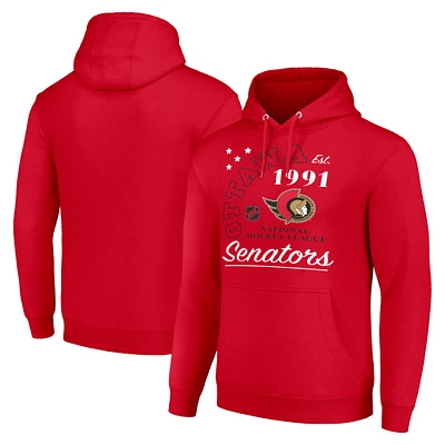 Men's Starter Red Ottawa Senators Arch City Team Graphic Fleece Pullover Hoodie