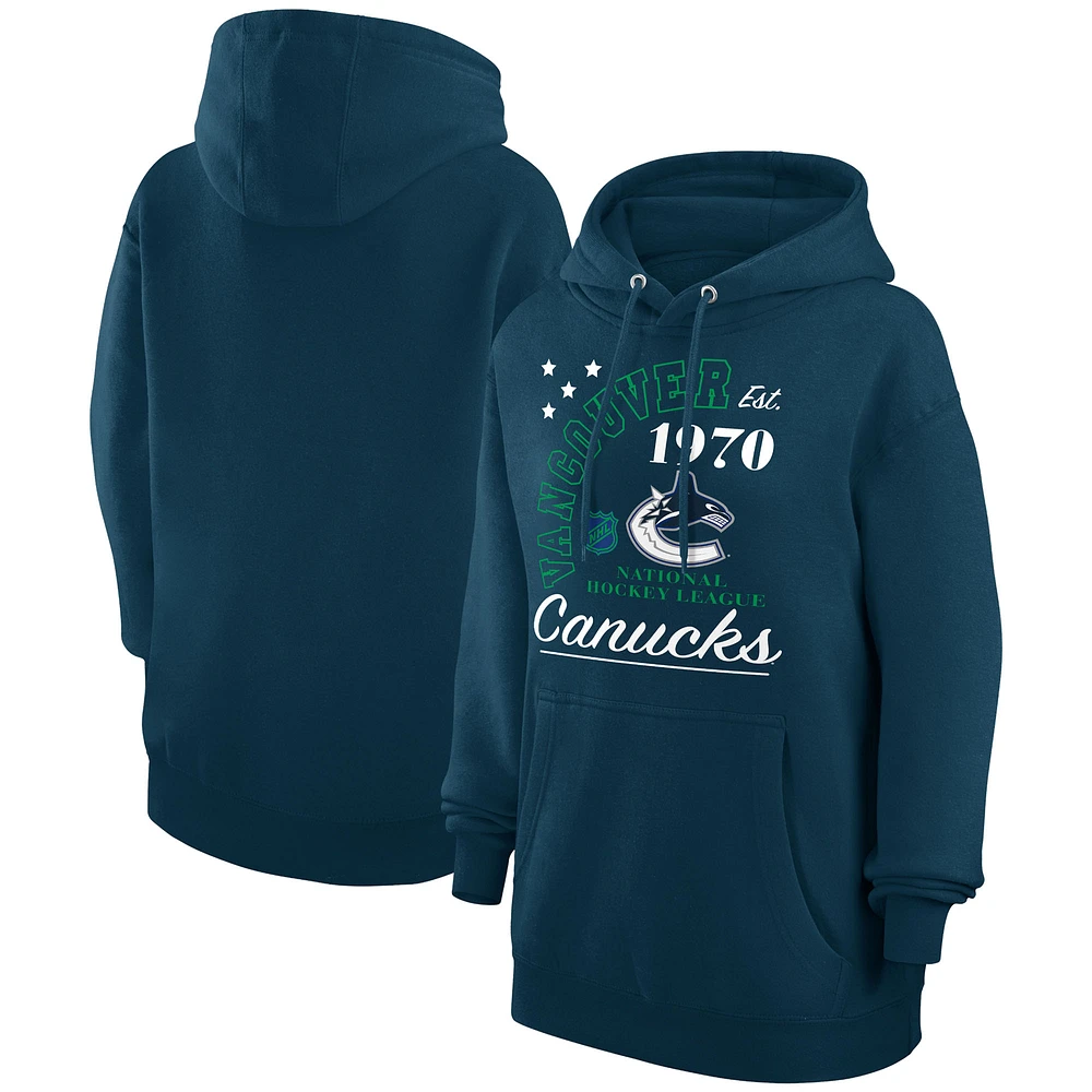 Men's Starter Navy Vancouver Canucks Arch City Team Graphic Fleece Pullover Hoodie
