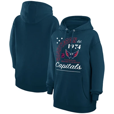 Men's Starter Navy Washington Capitals Arch City Team Graphic Fleece Pullover Hoodie