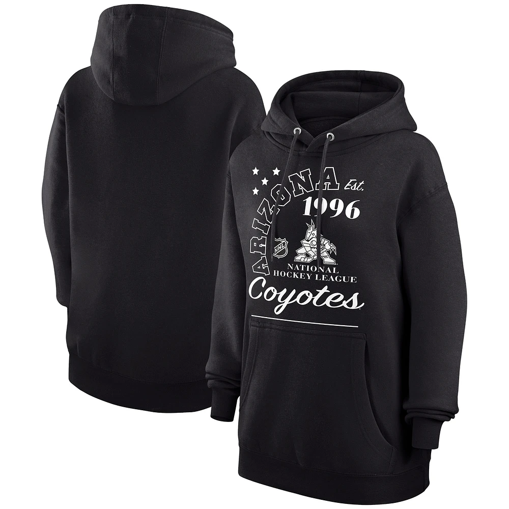 Men's Starter Black Arizona Coyotes Arch City Team Graphic Fleece Pullover Hoodie