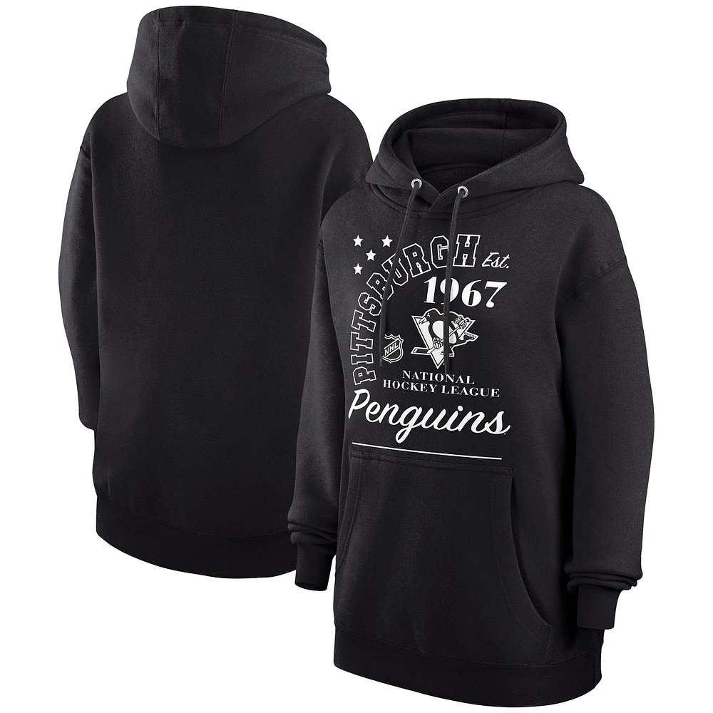Men's Starter Black Pittsburgh Penguins Arch City Team Graphic Fleece Pullover Hoodie