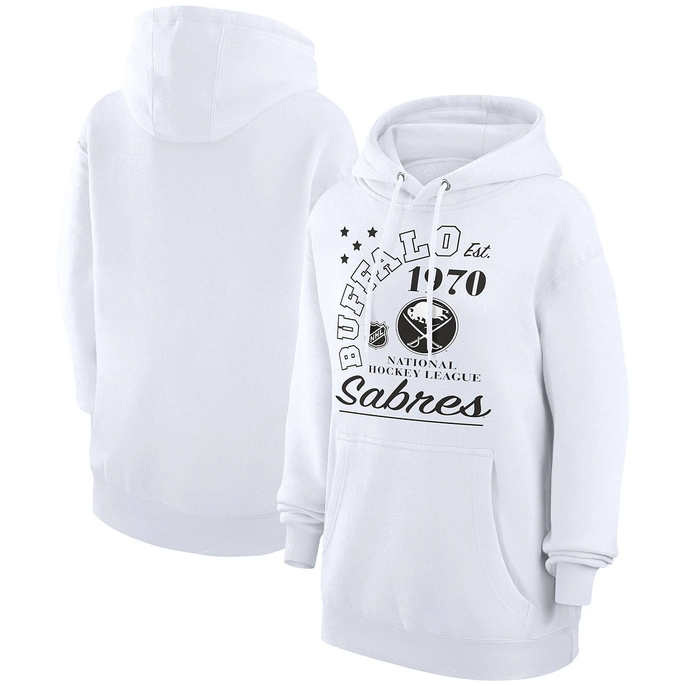 Men's Starter White Buffalo Sabres Arch City Team Graphic Fleece Pullover Hoodie