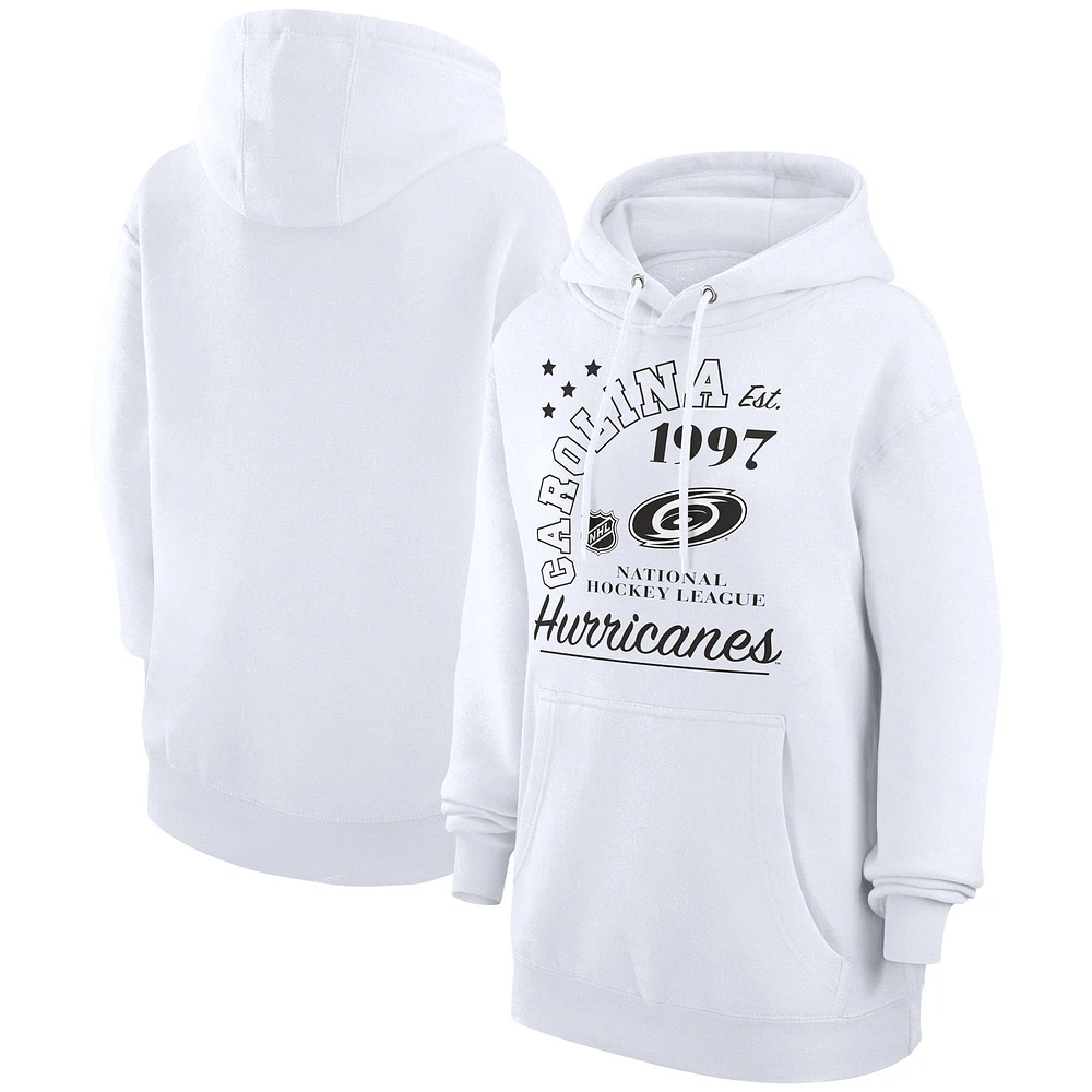 Men's Starter White Carolina Hurricanes Arch City Team Graphic Fleece Pullover Hoodie