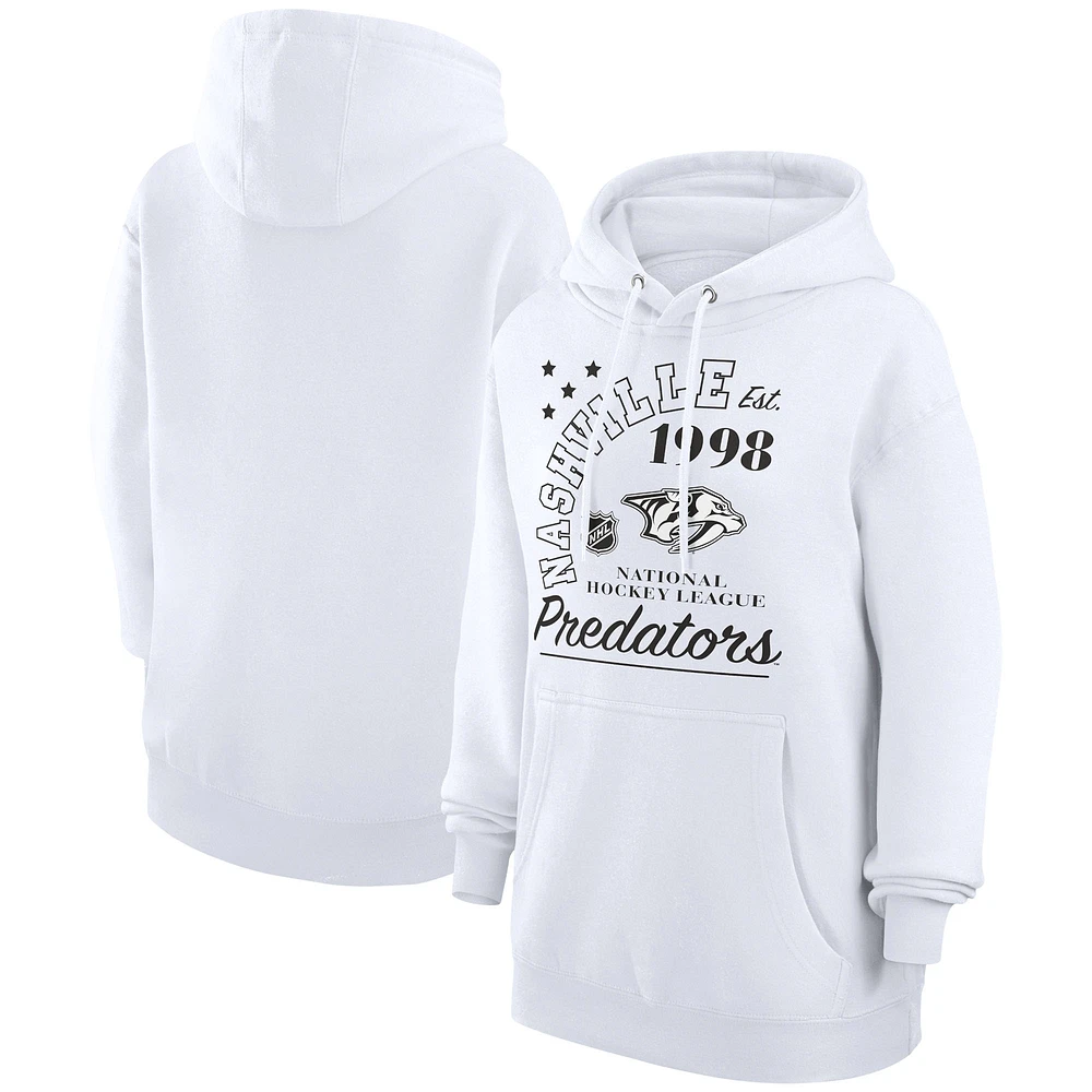 Men's Starter White Nashville Predators Arch City Team Graphic Fleece Pullover Hoodie