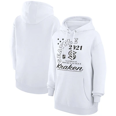 Men's Starter White Seattle Kraken Arch City Team Graphic Fleece Pullover Hoodie