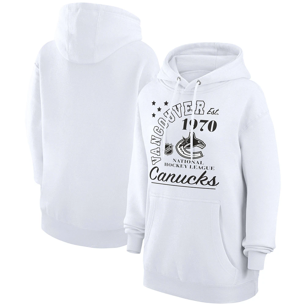 Men's Starter White Vancouver Canucks Arch City Team Graphic Fleece Pullover Hoodie