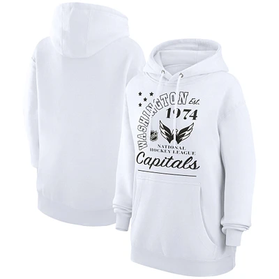 Men's Starter White Washington Capitals Arch City Team Graphic Fleece Pullover Hoodie