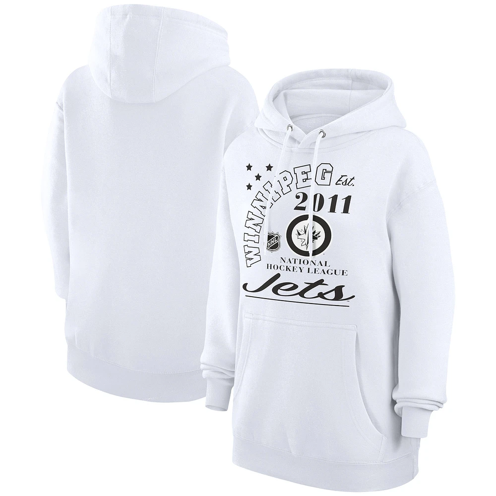Men's Starter White Winnipeg Jets Arch City Team Graphic Fleece Pullover Hoodie
