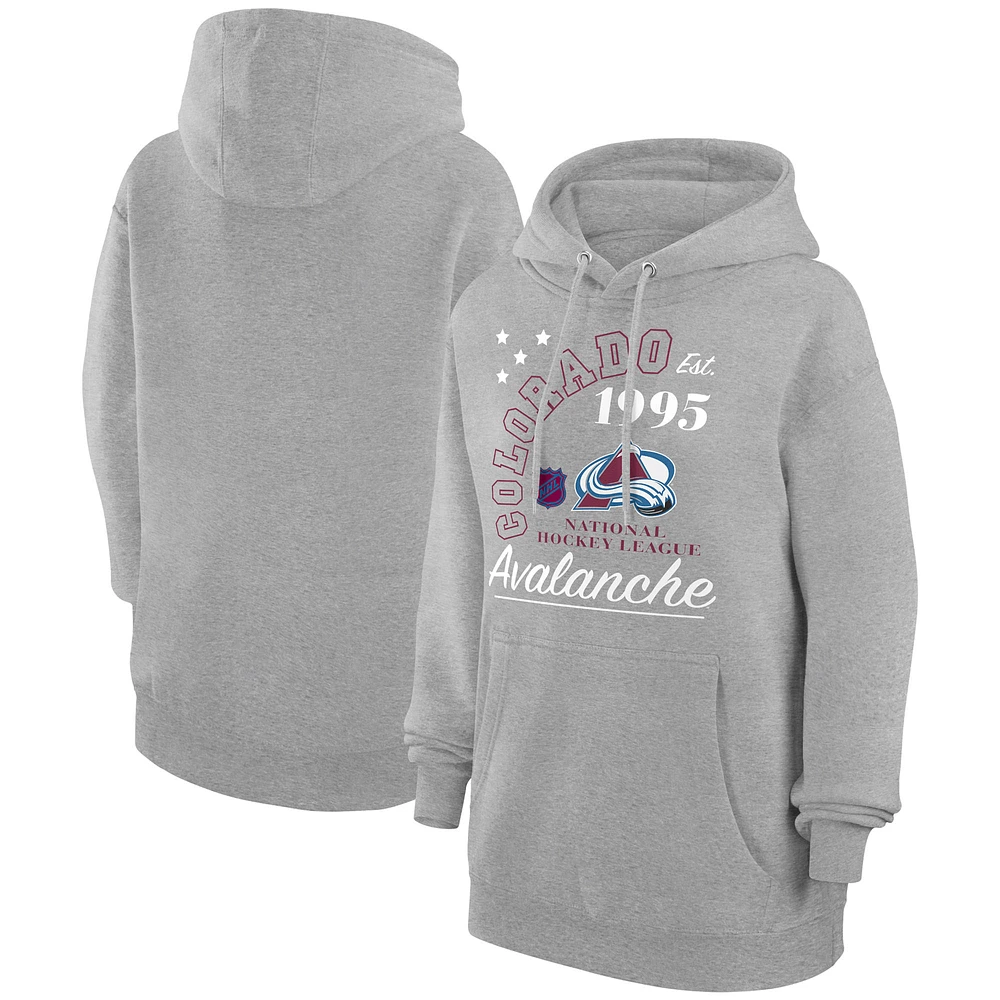 Men's Starter Heather Gray Colorado Avalanche Arch City Team Graphic Fleece Pullover Hoodie