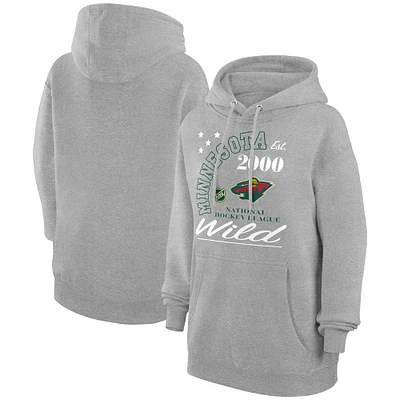 Men's Starter Heather Gray Minnesota Wild Arch City Team Graphic Fleece Pullover Hoodie
