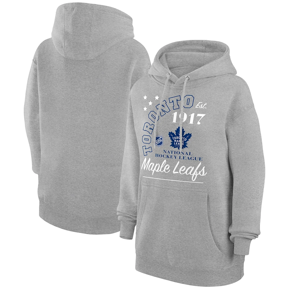 Men's Starter Heather Gray Toronto Maple Leafs Arch City Team Graphic Fleece Pullover Hoodie