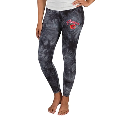 Women's Concepts Sport Black Calgary Flames Burst Tie Dye Knit Legging