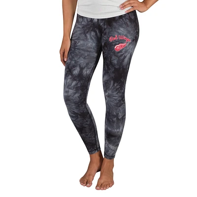 Women's Concepts Sport Black Detroit Red Wings Burst Tie Dye Knit Legging