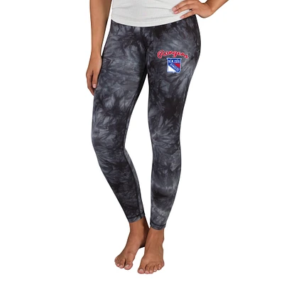 Women's Concepts Sport Black New York Rangers Burst Tie Dye Knit Legging