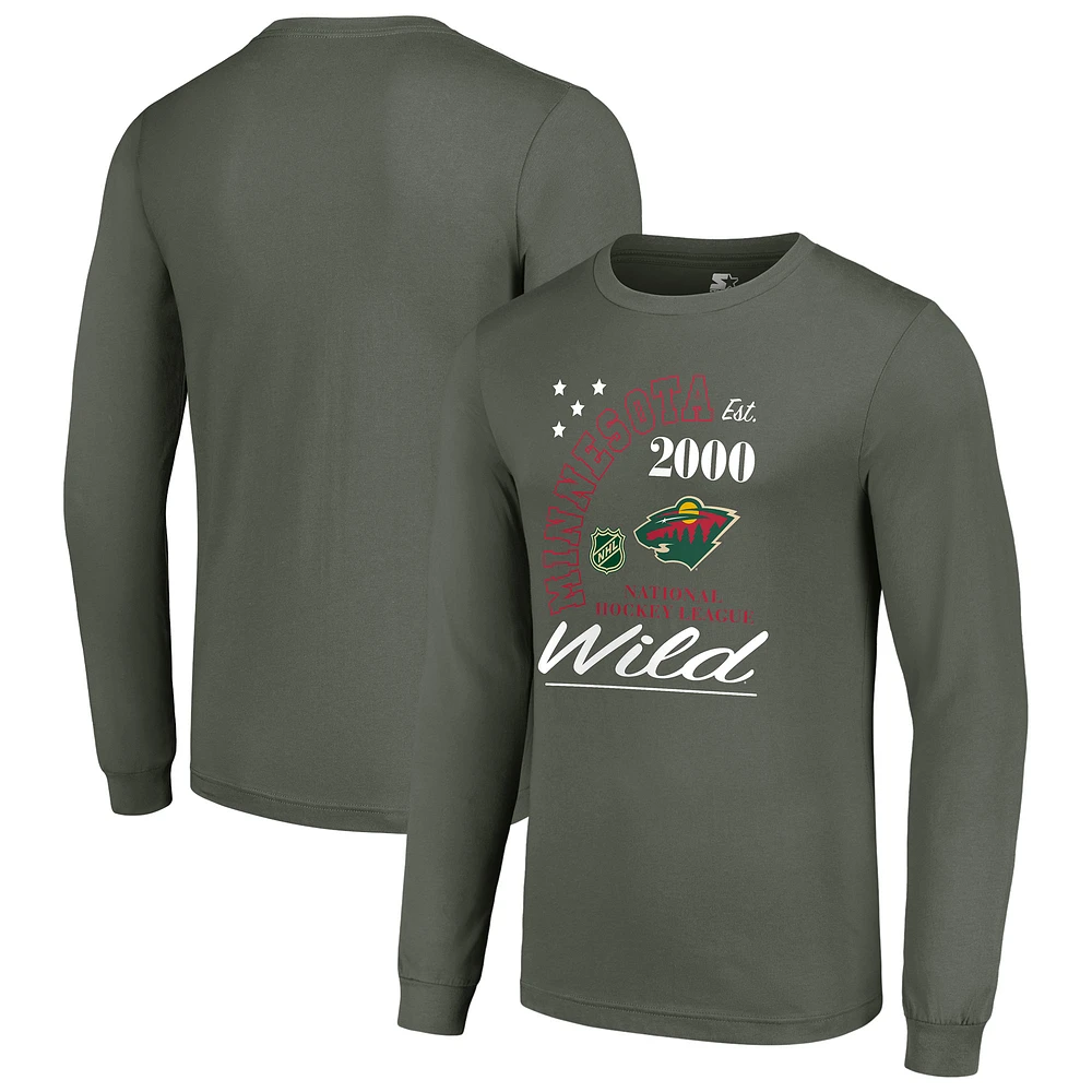 Men's Starter Minnesota Wild Arch City Theme Graphic Long Sleeve T-Shirt