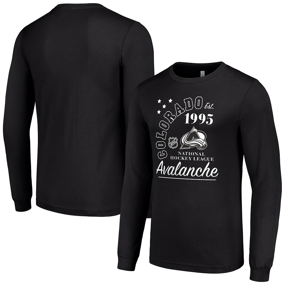 Men's Starter Black Colorado Avalanche Arch City Theme Graphic Long Sleeve T-Shirt