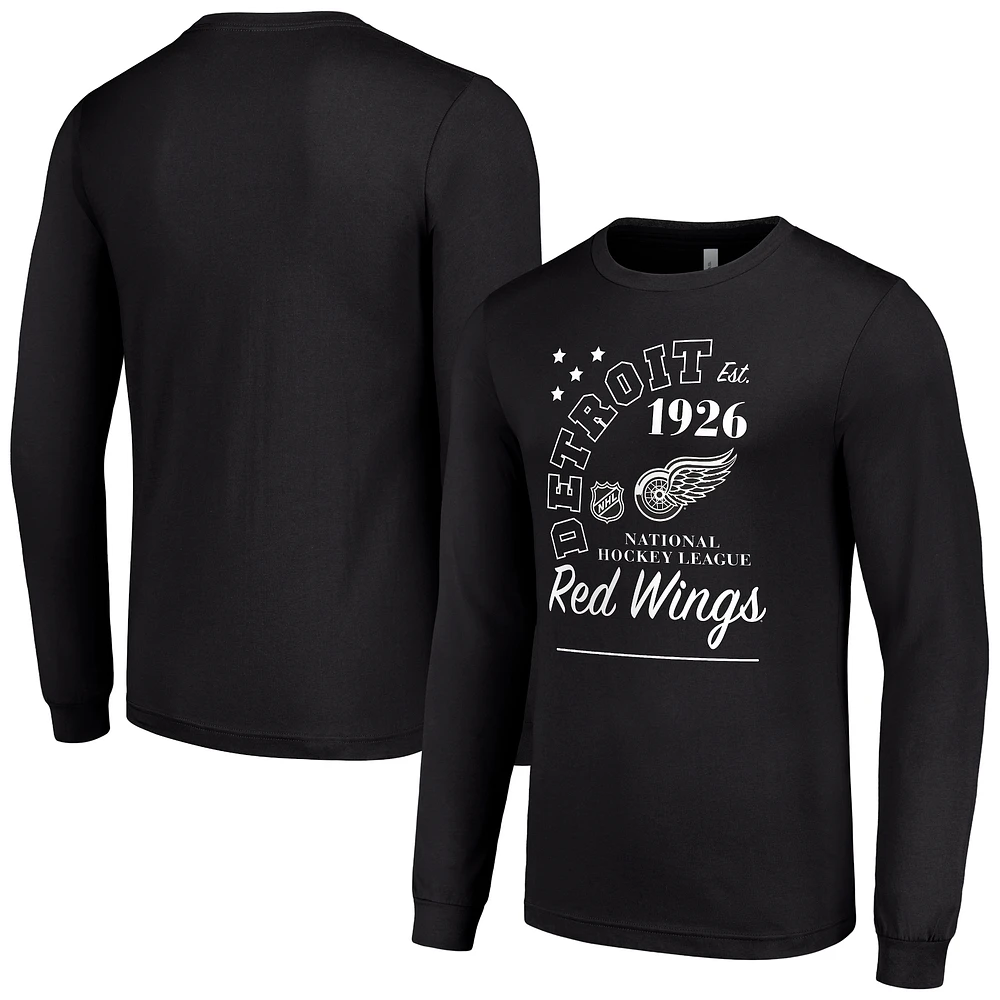 Men's Starter Black Detroit Red Wings Arch City Theme Graphic Long Sleeve T-Shirt