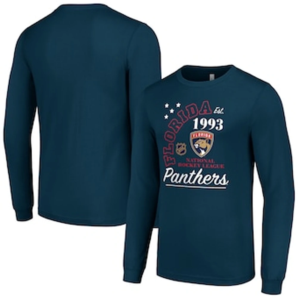 Men's Starter Navy Florida Panthers Arch City Theme Graphic Long Sleeve T-Shirt