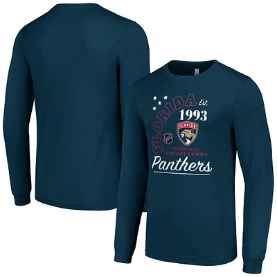 Men's Starter Navy Florida Panthers Arch City Theme Graphic Long Sleeve T-Shirt