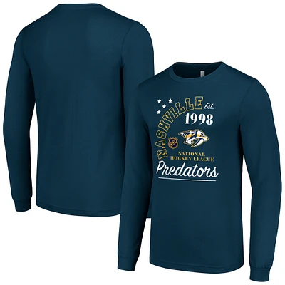Men's Starter Navy Nashville Predators Arch City Theme Graphic Long Sleeve T-Shirt
